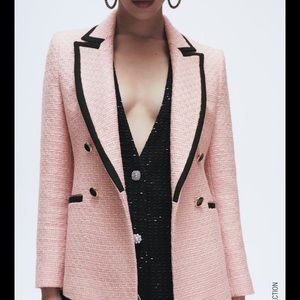 Zara structured blazer with contrast piping